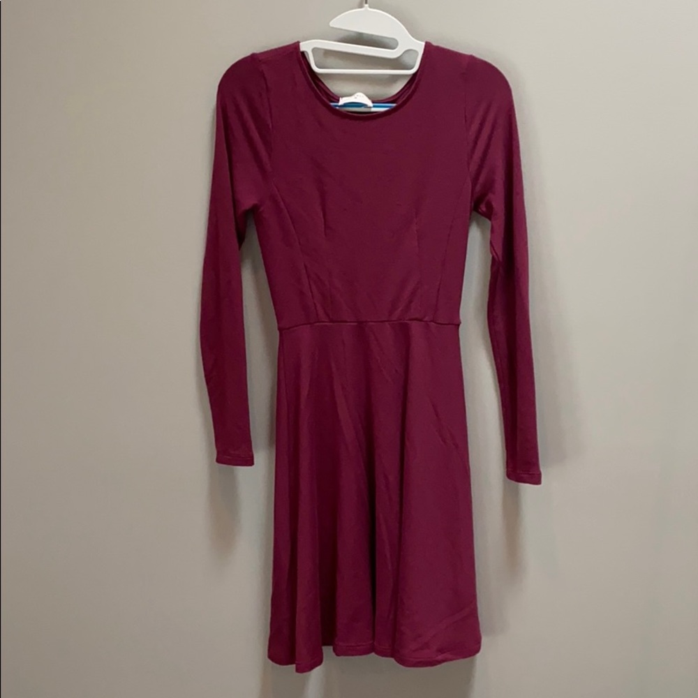 Burgundy Stretchy A-Line Dress